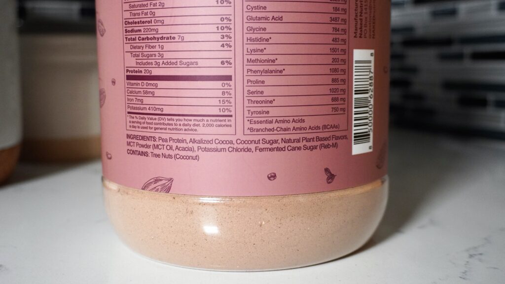 Ingredients in the Naked Nutrition vegan protein powder